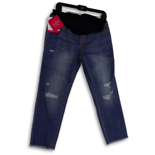 NWT Womens Blue Medium Wash Stretch Pockets Denim Straight Jeans Size 8 image number 1