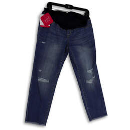 NWT Womens Blue Medium Wash Stretch Pockets Denim Straight Jeans Size 8