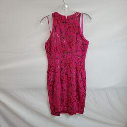 Cache Carmen Marc Valvo Vintage Silk Magenta Beaded Floral Sleeveless Dress WM Size 4