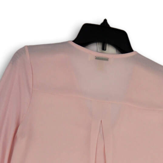 NWT Womens Pink V-Neck Long Sleeve Classic Fit Pullover Blouse Top Size XS image number 4