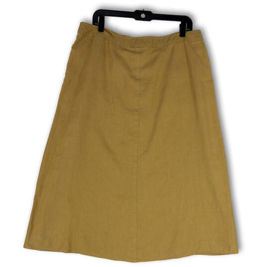 Womens Tan Button Front Pockets Knee Length Regular Fit A-Line Skirt Sz 14 image number 2