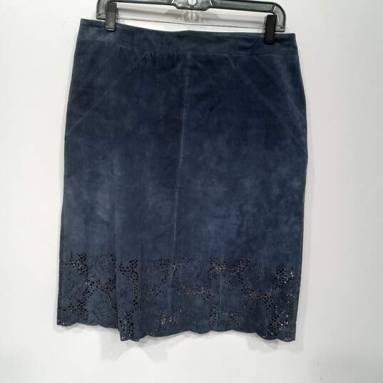 Women’s Newport News Lace Trim Suede Pencil Skirt Sz 10 image number 1