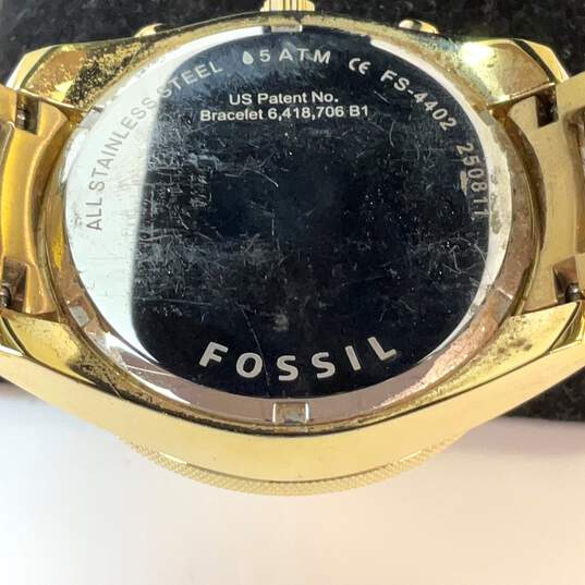 Designer Fossil FS-4402 Gold-Tone Stainless Steel Round Analog Quartz Wristwatch image number 4