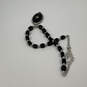 Designer Brighton Silver-Tone Black Beads Engraved Pendant Necklace image number 2