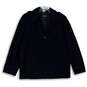 Mens Black Long Sleeve Pockets Notch Lapel One Button Wool Coat Size Large image number 1