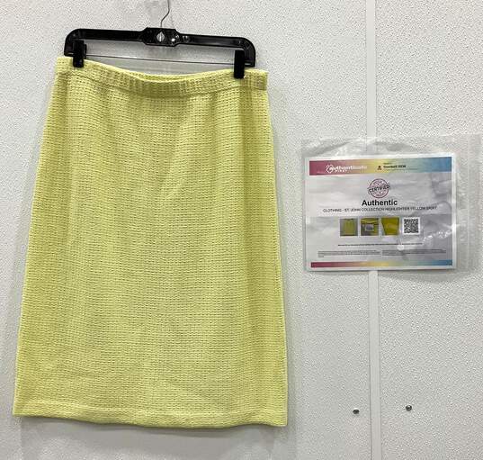 ST. JOHN Collection Knit Highlighter Yellow Skirt image number 1