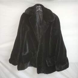 La France Fleur de Lis Simulated Black Fur Coat No Size Tag