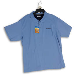 NWT Mens Blue Spread Collar Short Sleeve Golf Polo Shirt Size XXL