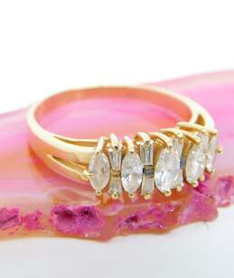 14K Yellow Gold 0.66 CTTW Diamond Marquise & Tapered Baguette Ring 3.3g alternative image