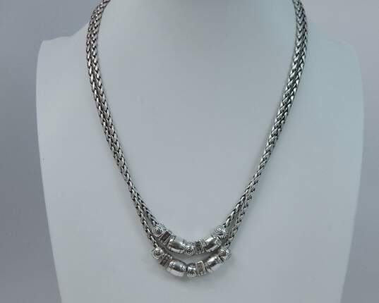 Brighton Silver Tone Wheat Chain Scrolled Charm Pendant Necklaces image number 1