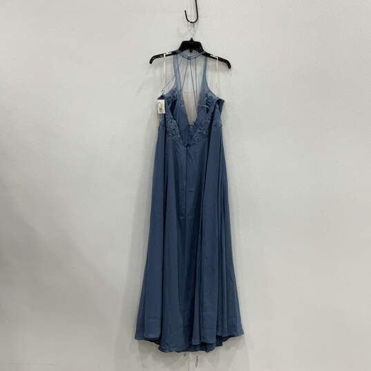 NWT Womens Blue Sleeveless Halter Neck Lace Back Zip A-Line Dress Size 22 image number 2