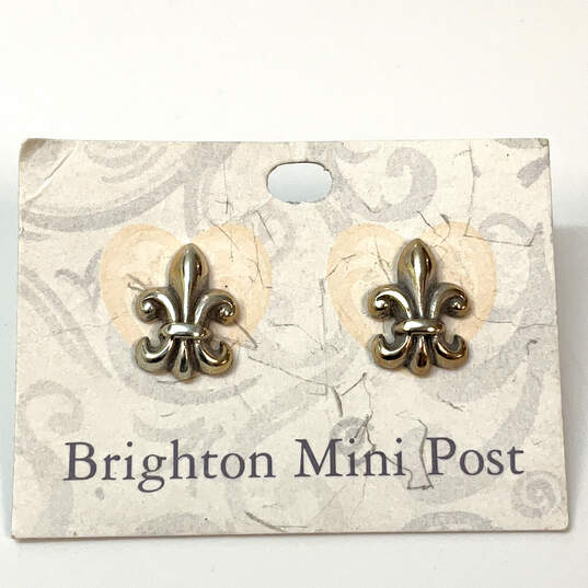 Designer Brighton Silver-Tone Push Back Classic Mini Stud Earrings image number 2