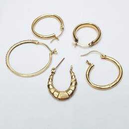10K Gold Single Hoop Earrings 3.6g