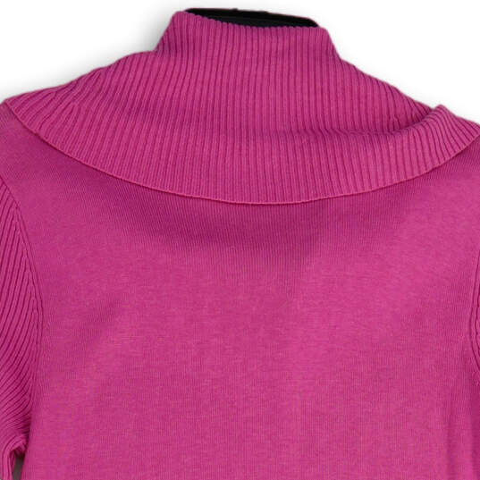 NWT Womens Pink Knitted Turtle Neck Long Sleeve Pullover Sweater Size M image number 4