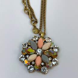 Designer J. Crew Gold-Tone Floral Mandala Crystal Pendant Necklace alternative image