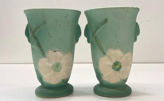 Weller Pottery Vintage Pair of Dog Wood Art Deco Ceramic Art Vase image number 1