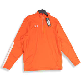 NWT Mens Orange 1/4 Zip Mock Neck Long Sleeve Athletic Jacket Size Large