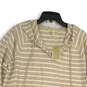 NWT Michael Kors Womens Beige White Striped Long Sleeve Pullover Hoodie Size L image number 3