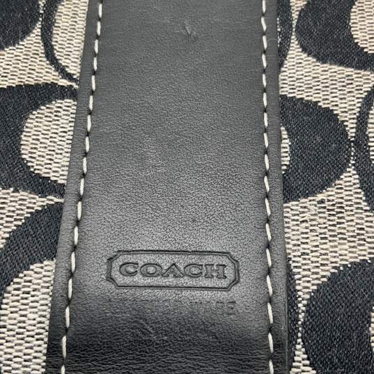 Coach Womens Black Tan Canvas Signature Print Classic Zip-Around Wallet image number 3