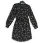 NWT APT.9 Womens Black White Long Sleeve Round Neck Tie Front A-Line Dress Sz 16 image number 1