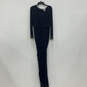 NWT Womens Navy Blue Long Sleeve Beaded Prom Jersey Wrap Dress Size 14M image number 1
