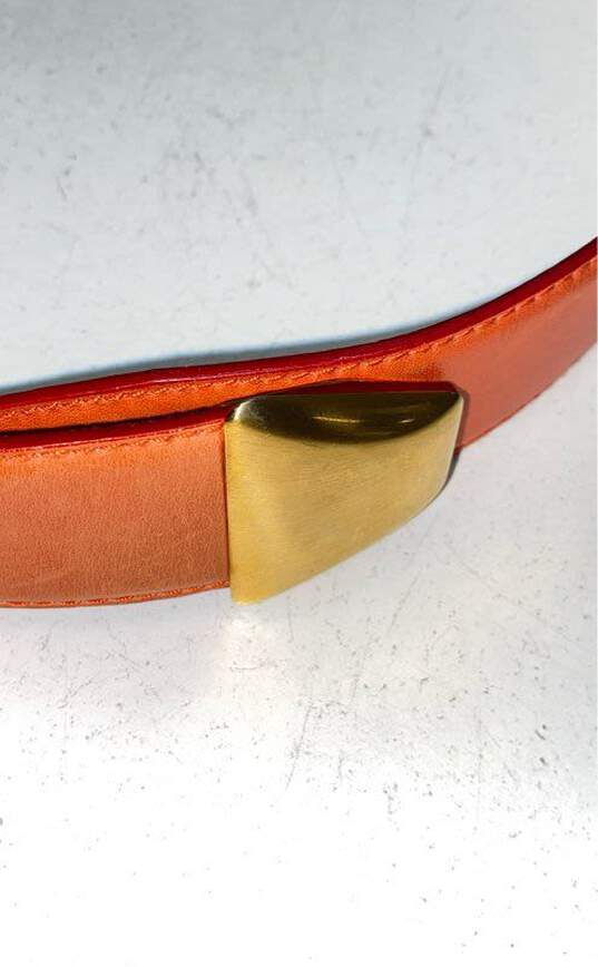 Donna Karan Orange Leather Belt Size M image number 5