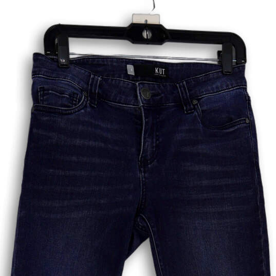 Womens Blue Denim Dark Wash Stretch Pockets Skinny Leg Jeans Size 4 image number 3