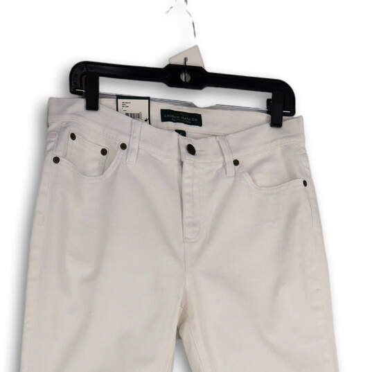NWT Womens White Denim Medium Wash Five Pocket Design Straight Jeans Size 8 image number 3