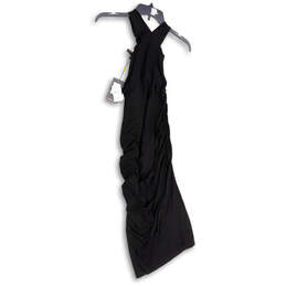 NWT Womens Black Sleeveless V-Neck Ruched Long Bodycon Dress Size 2