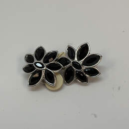 Designer Swarovski Silver-Tone Black Rhinestone Clip-On Stud Earrings alternative image