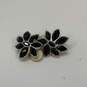 Designer Swarovski Silver-Tone Black Rhinestone Clip-On Stud Earrings image number 2