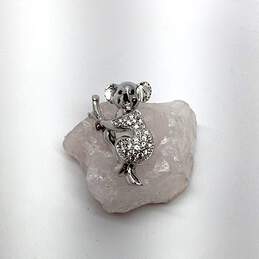 Designer Swarovski Silver-Tone Clear Crystal Koala Bear Pin Brooch