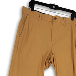 Womens Tan Slash Pockets Flat Front Straight Leg Chino Pants Size 36