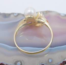 14K Yellow Gold Diamond Accent & Cultured Pearl Ring 2.5g alternative image