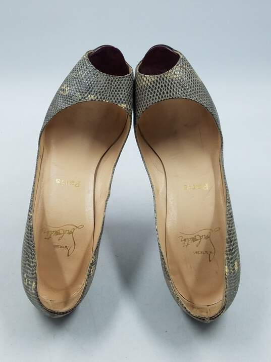 Authentic Christian Louboutin Cream Karung Pumps W 8.5 image number 6