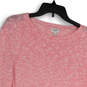 Womens Pink Knitted Round Neck Long Sleeve Pullover Sweater Size Medium image number 3