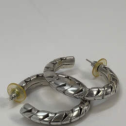 Designer Brighton Silver-Tone Fashionable Etched Pebble Hoop Earrings alternative image