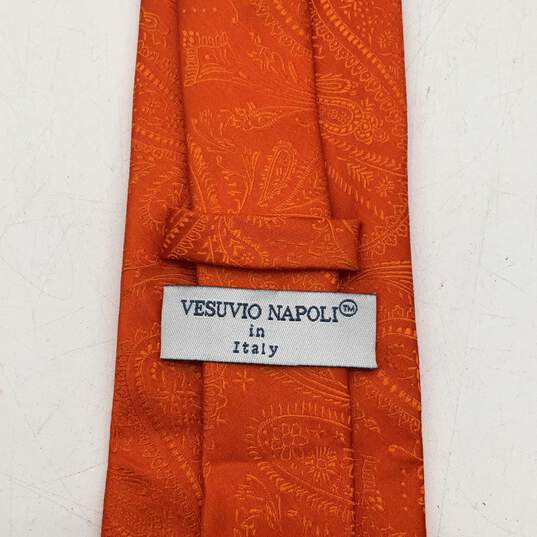 Mens Orange Paisley Adjustable Four-In-Hand Classic Pointed Neck Tie image number 3