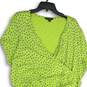 Lands' End Womens Lime Green Blue Polka Dot V-Neck Wrap Dress Size 2X image number 3