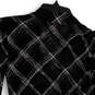 Womens Black Geometric Ruffle Collared Long Sleeve Blouse Top Size Small image number 4