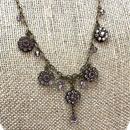Designer Liz Palacios Gold-Tone Chain Crystal Cut Stone Statement Necklace