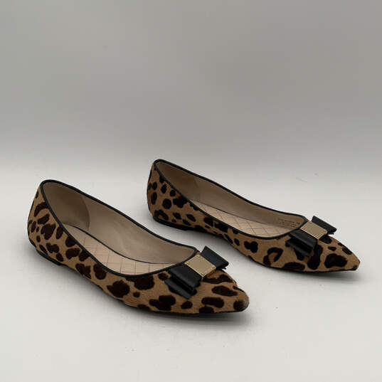 Womens W14054 Brown Black Leopard Print Pointed Toe Ballet Flats Size 9 B image number 2