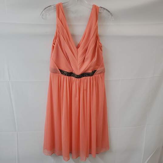 David's Bridal Women's Beaded Bridesmaid Cocktail Dress Size 10 Pink/Coral image number 1