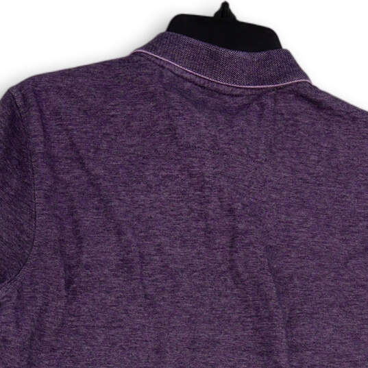 Womens Purple Collared Short Sleeve Side Slit Polo Shirt Size Medium image number 4