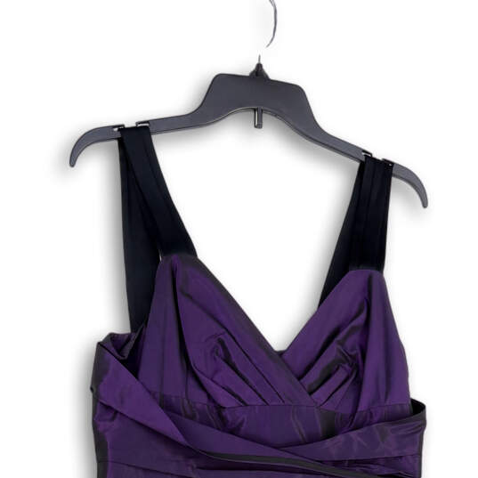 Womens Purple V-Neck Back Zip Knee Length Cocktail Sheath Dress Size 8 image number 4