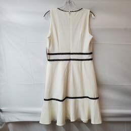 Nanette Lepore Sleeveless Fit Flare Ivory Black Crochet Dress Women's Size 10 alternative image