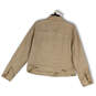 Womens Beige Long Sleeve Collared Pockets Button Front Jacket Size Large image number 2
