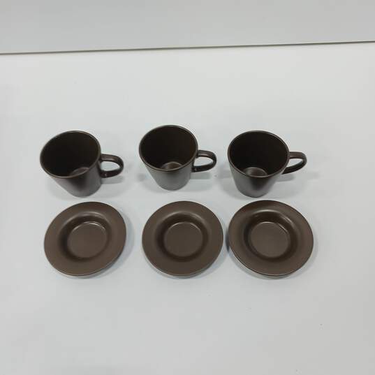 6pc Ikea Brown Cups and Saucers image number 1