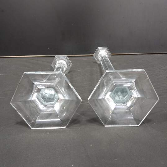 2PC Crystal Various Sized Pillar Candlestick Holders image number 5