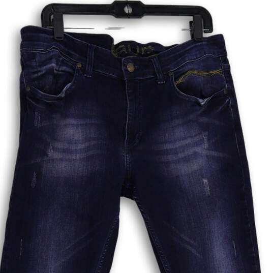 Mens Blue Medium Wash Pockets Distressed Skinny Leg Jeans Size W36 L34 image number 3